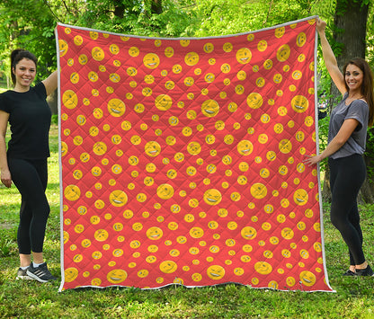 Happy Emoji Pattern Print Quilt