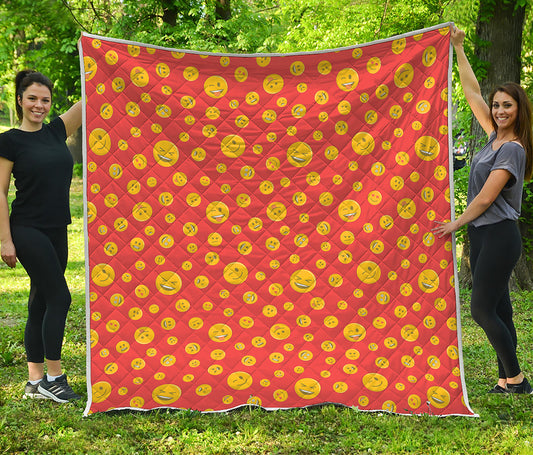 Happy Emoji Pattern Print Quilt