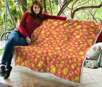 Happy Emoji Pattern Print Quilt