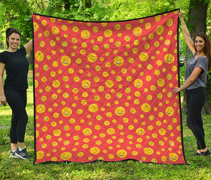 Happy Emoji Pattern Print Quilt