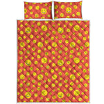 Happy Emoji Pattern Print Quilt Bed Set