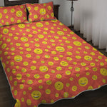 Happy Emoji Pattern Print Quilt Bed Set