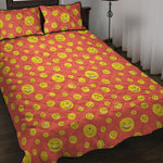Happy Emoji Pattern Print Quilt Bed Set