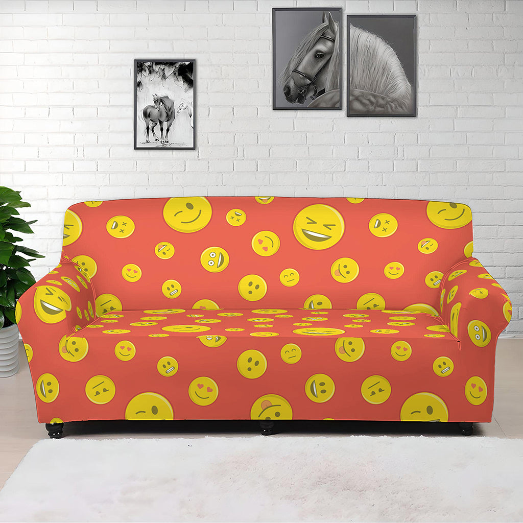 Happy Emoji Pattern Print Sofa Cover