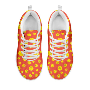 Happy Emoji Pattern Print White Sneakers