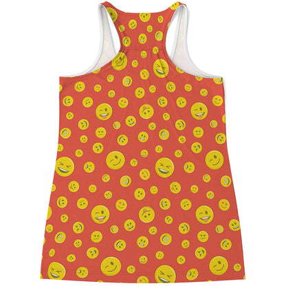 Happy Emoji Pattern Print Women's Racerback Tank Top