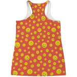 Happy Emoji Pattern Print Women's Racerback Tank Top