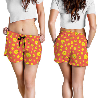 Happy Emoji Pattern Print Women's Shorts
