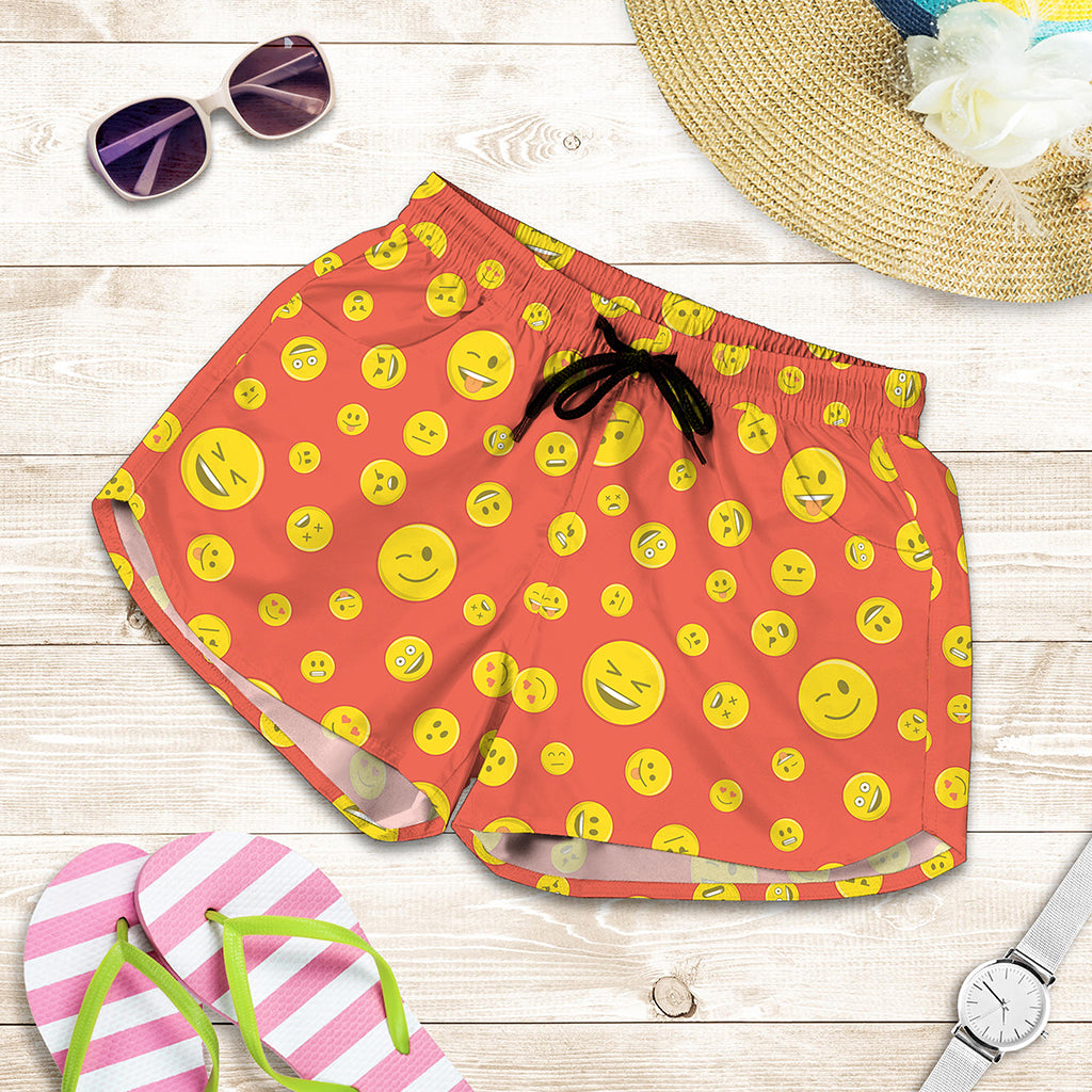 Happy Emoji Pattern Print Women's Shorts