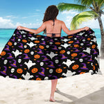 Happy Halloween Ghost Pattern Print Beach Sarong Wrap