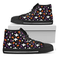Happy Halloween Ghost Pattern Print Black High Top Sneakers