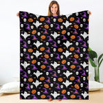 Happy Halloween Ghost Pattern Print Blanket