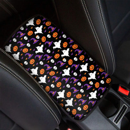 Happy Halloween Ghost Pattern Print Car Center Console Cover