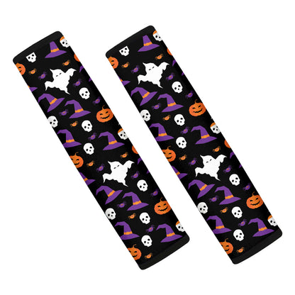Happy Halloween Ghost Pattern Print Car Seat Belt Covers