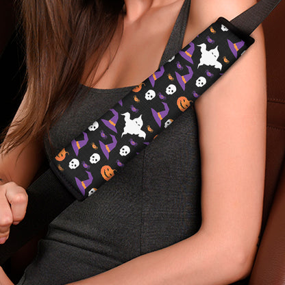 Happy Halloween Ghost Pattern Print Car Seat Belt Covers