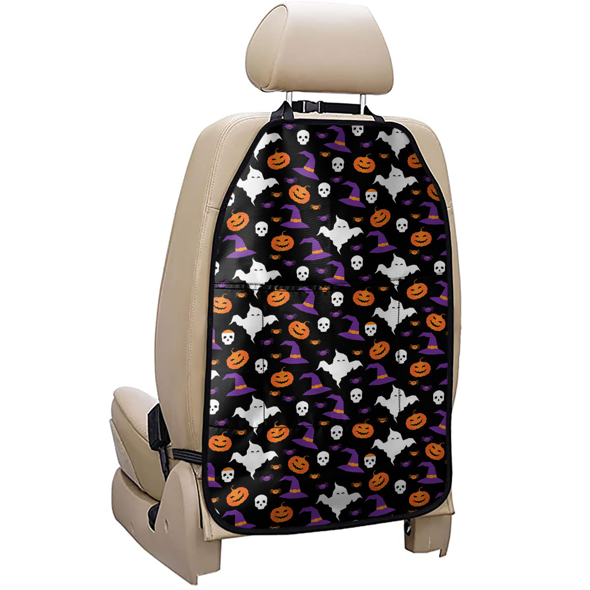 Happy Halloween Ghost Pattern Print Car Seat Organizers