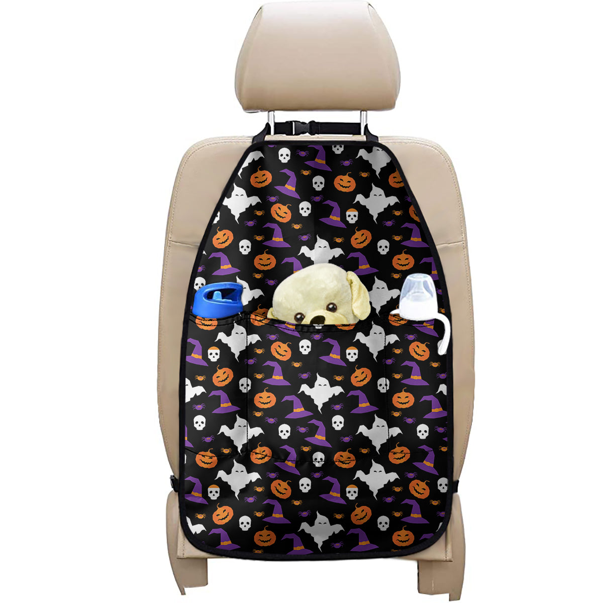 Happy Halloween Ghost Pattern Print Car Seat Organizers