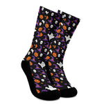Happy Halloween Ghost Pattern Print Crew Socks