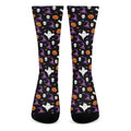 Happy Halloween Ghost Pattern Print Crew Socks