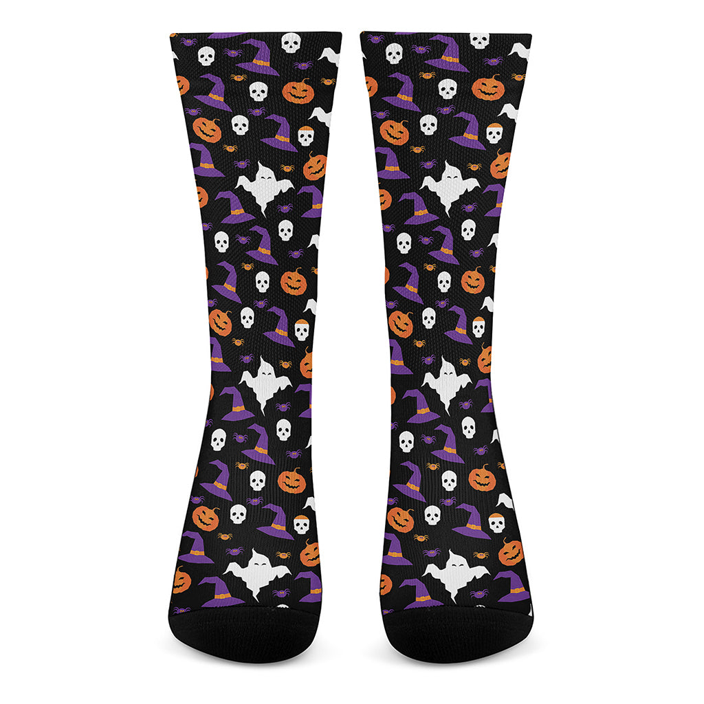 Happy Halloween Ghost Pattern Print Crew Socks