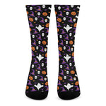 Happy Halloween Ghost Pattern Print Crew Socks