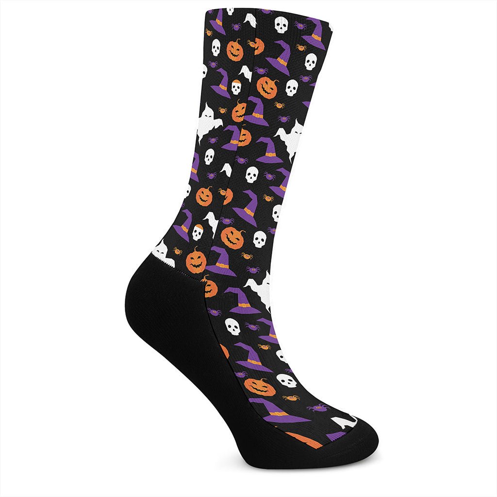 Happy Halloween Ghost Pattern Print Crew Socks