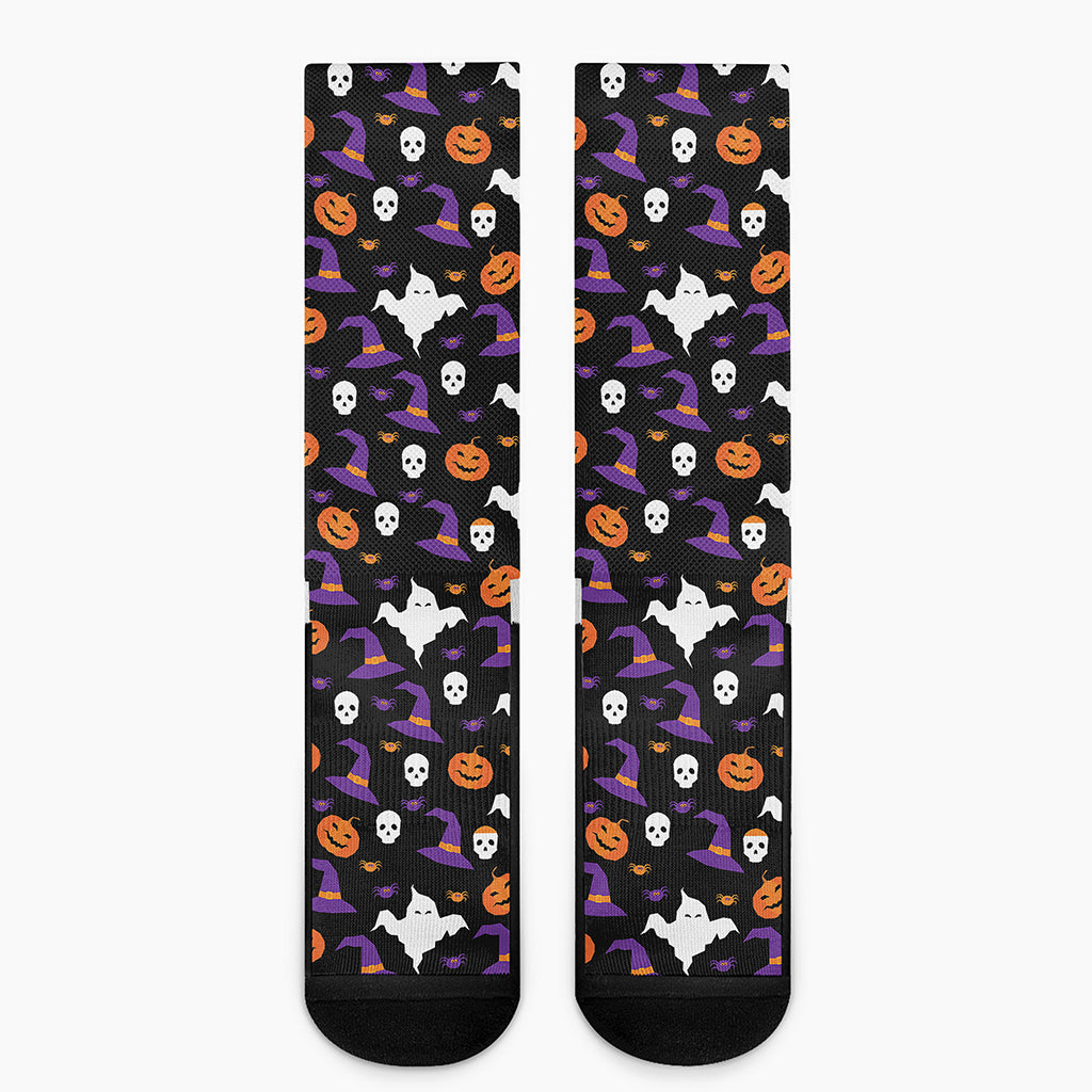 Happy Halloween Ghost Pattern Print Crew Socks
