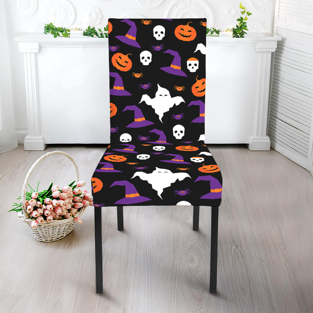 Happy Halloween Ghost Pattern Print Dining Chair Slipcover