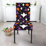 Happy Halloween Ghost Pattern Print Dining Chair Slipcover