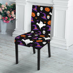 Happy Halloween Ghost Pattern Print Dining Chair Slipcover