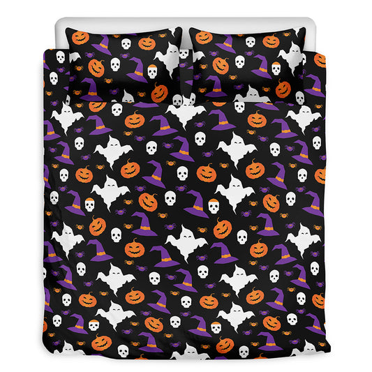 Happy Halloween Ghost Pattern Print Duvet Cover Bedding Set