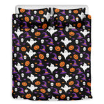 Happy Halloween Ghost Pattern Print Duvet Cover Bedding Set