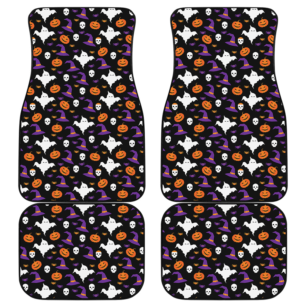 Happy Halloween Ghost Pattern Print Front and Back Car Floor Mats