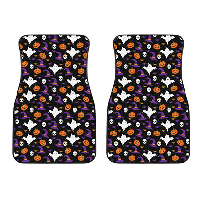 Happy Halloween Ghost Pattern Print Front Car Floor Mats