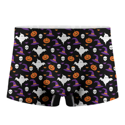 Happy Halloween Ghost Pattern Print Men's Boxer Briefs