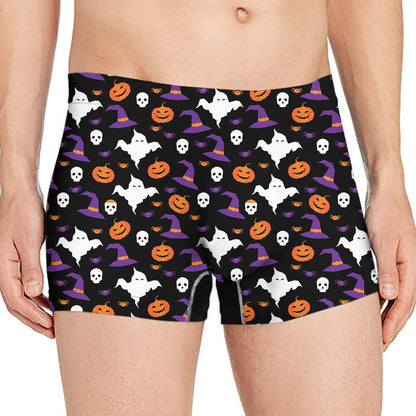 Happy Halloween Ghost Pattern Print Men's Boxer Briefs