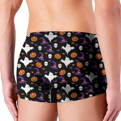Happy Halloween Ghost Pattern Print Men's Boxer Briefs