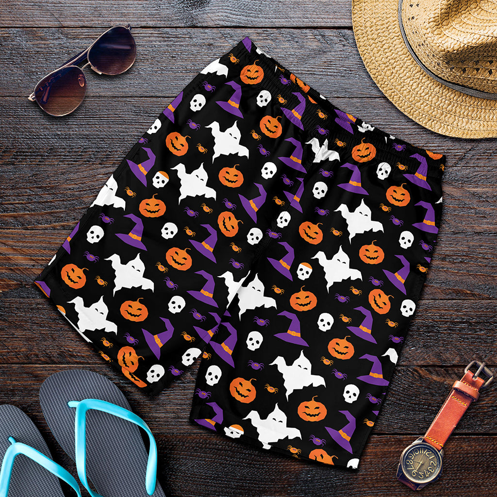 Happy Halloween Ghost Pattern Print Men's Shorts