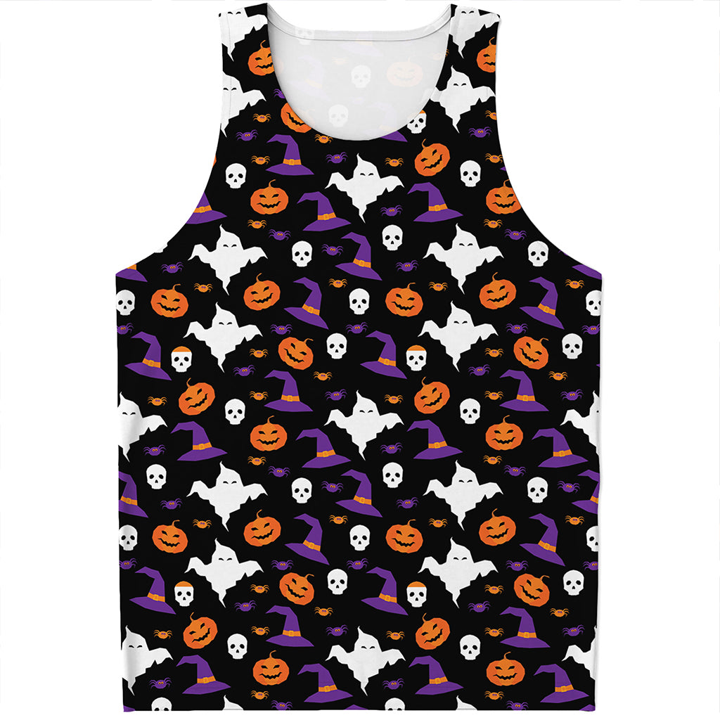 Happy Halloween Ghost Pattern Print Men's Tank Top