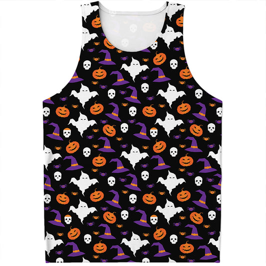 Happy Halloween Ghost Pattern Print Men's Tank Top