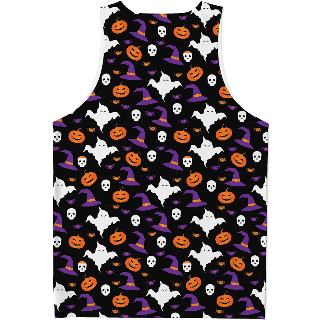 Happy Halloween Ghost Pattern Print Men's Tank Top