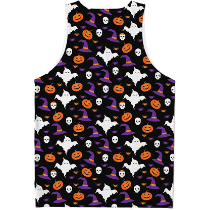 Happy Halloween Ghost Pattern Print Men's Tank Top