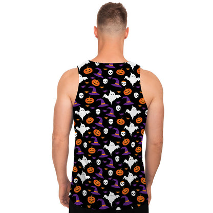 Happy Halloween Ghost Pattern Print Men's Tank Top