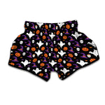 Happy Halloween Ghost Pattern Print Muay Thai Boxing Shorts