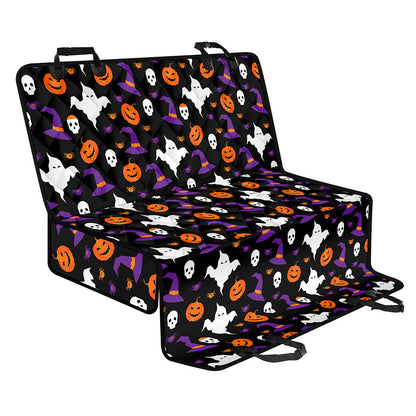 Happy Halloween Ghost Pattern Print Pet Car Back Seat Cover