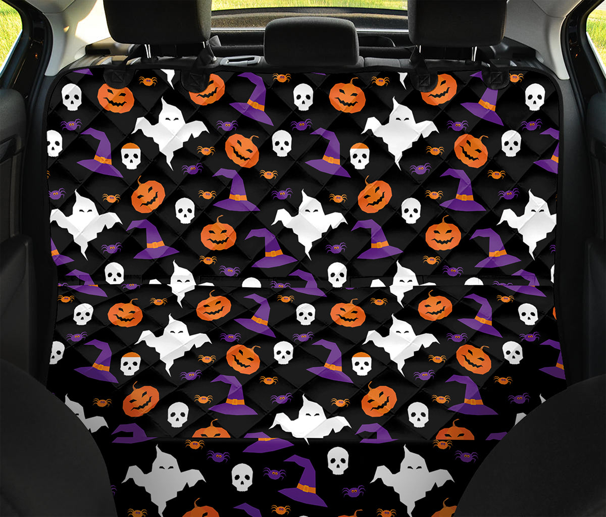 Happy Halloween Ghost Pattern Print Pet Car Back Seat Cover