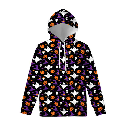 Happy Halloween Ghost Pattern Print Pullover Hoodie