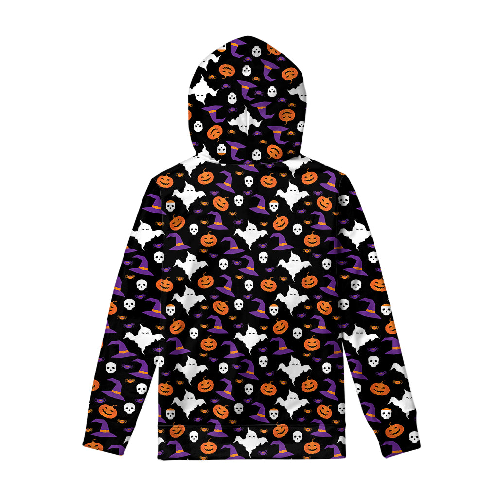 Happy Halloween Ghost Pattern Print Pullover Hoodie