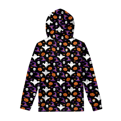 Happy Halloween Ghost Pattern Print Pullover Hoodie