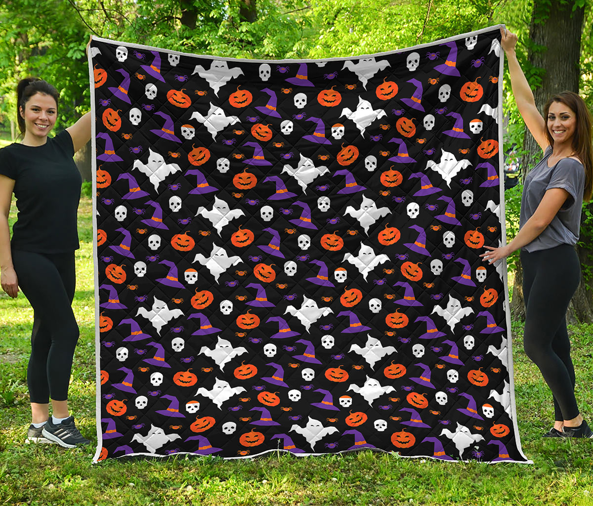 Happy Halloween Ghost Pattern Print Quilt